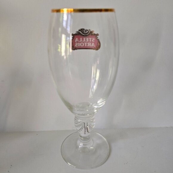 Stella Artois Gold Rimmed Beer Glass 330ml Clear With Embossed Stem - Picture 8 of 16